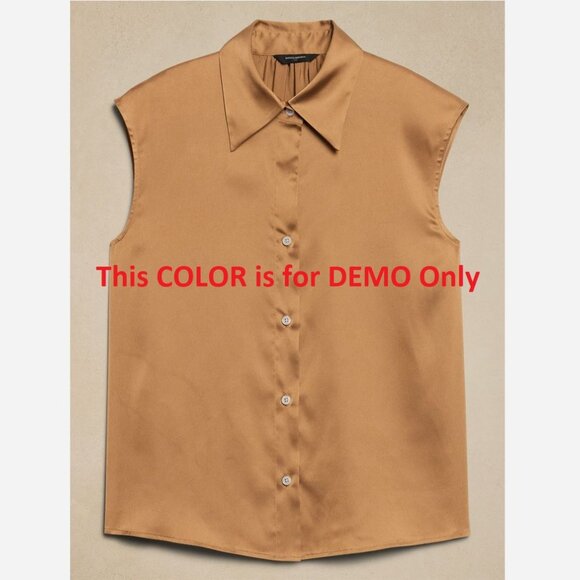 Banana Republic Factory Collared Blouse Brown Sz Small, Medium, Large, XL - Picture 5 of 12